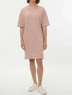 Grüne Erde Kleid aus Bio-Baumwolle, 85 camelie/offwhite, S, GOTS