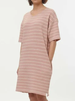 Grüne Erde Kleid aus Bio-Baumwolle, 85 camelie/offwhite, S, GOTS