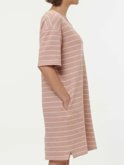 Grüne Erde Kleid aus Bio-Baumwolle, 85 camelie/offwhite, S, GOTS