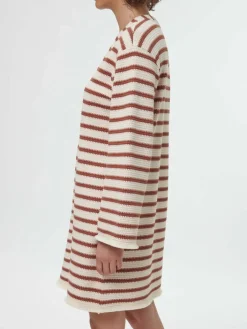 Grüne Erde Kleid aus Bio-Baumwolle, 56 offwhite/kastanie jacquard ringel, 36, GOTS