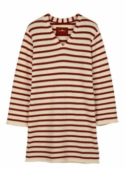 Grüne Erde Kleid aus Bio-Baumwolle, 56 offwhite/kastanie jacquard ringel, 36, GOTS