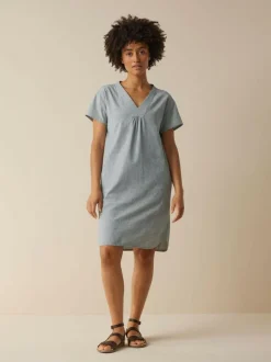 Grüne Erde Kleid aus Bio-Baumwolle, 74 streif blau-weiss, 40, GOTS