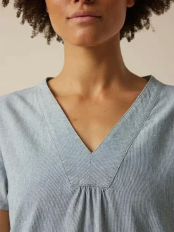 Grüne Erde Kleid aus Bio-Baumwolle, 74 streif blau-weiss, 40, GOTS