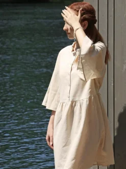 Grüne Erde Kleid aus Bio-Baumwolle und Leinen, , 38, GOTS