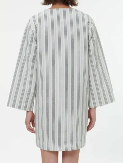 Grüne Erde Kleid aus Bio-Leinen und Baumwolle, 60 multistreif grün, 38