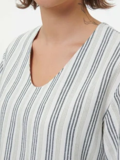 Grüne Erde Kleid aus Bio-Leinen und Baumwolle, 60 multistreif grün, 38