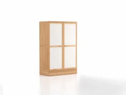 Grüne Erde Kleiderschrank Kurami mit Drehtüren 2-türig, Ladenkonsole, Wollstoff Tano Natur Hell (80),