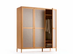 Grüne Erde Kleiderschrank Tenso 3-türig, Wollstoff Tano Natur (79),