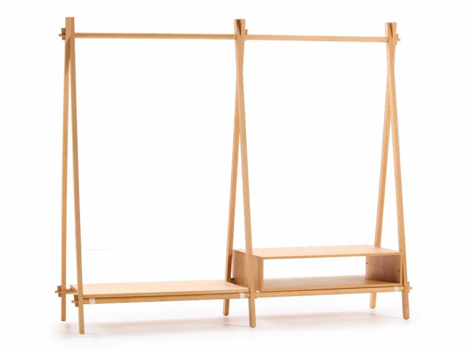 Grüne Erde Kleiderständer Jukai Pur, mit Anbauelement und Box,