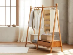 Grüne Erde Kleiderständer Jukai Pur, mit Anbauelement und Ablageboard,