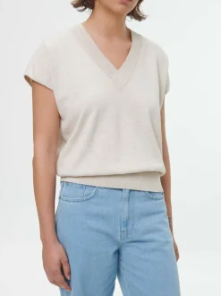 Grüne Erde Kurzarmpullover aus Bio-Baumwolle, 14 natur melange, S, GOTS