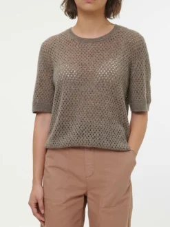 Grüne Erde Kurzarmpullover aus Yakwolle, , XS