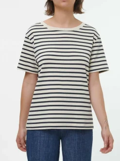 Grüne Erde Kurzarmshirt aus Bio-Baumwolle, 55 navy/offwhite ringel, 38, GOTS