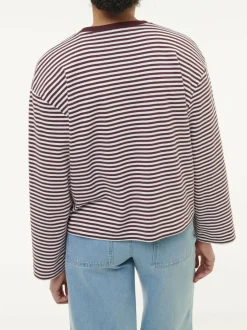 Grüne Erde Langarmshirt aus Bio-Baumwolle, 25 merlot/weiss ringel, 38, GOTS