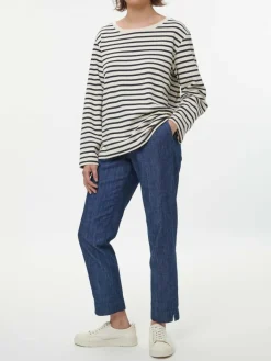 Grüne Erde Langarmshirt aus Bio-Baumwolle, 55 navy/offwhite ringel, 38, GOTS