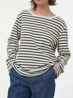 Grüne Erde Langarmshirt aus Bio-Baumwolle, 55 navy/offwhite ringel, 38, GOTS