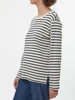 Grüne Erde Langarmshirt aus Bio-Baumwolle, 55 navy/offwhite ringel, 38, GOTS