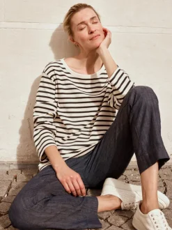 Grüne Erde Langarmshirt aus Bio-Baumwolle, 55 navy/offwhite ringel, 38, GOTS