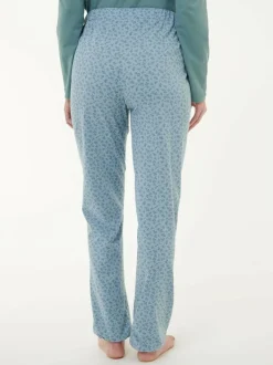 Grüne Erde Lange Schlafhose aus Bio-Baumwolle, 91 blumendruck himmelblau, S, GOTS