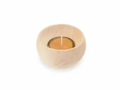 Grüne Erde Lichtkugel klein aus Zirbenholz, handgedrechselt, H 5 cm, ø 8 cm, inkl. Glaseinsatz