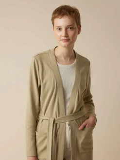 Grüne Erde Mantel aus Bio-Baumwolle und Leinen, 46 light khaki, S, GOTS