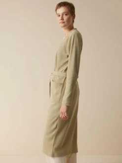 Grüne Erde Mantel aus Bio-Baumwolle und Leinen, 46 light khaki, S, GOTS