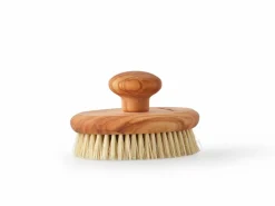 Grüne Erde Massagebürste mit Halteknopf, ca. 12 x 8 cm, Olivenholz