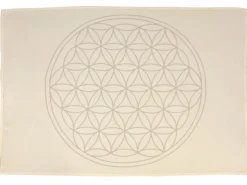 Grüne Erde Meditationsdecke Blume des Lebens, natur/quarz, 150 x 200 cm, 100 % Baumwolle, GOTS