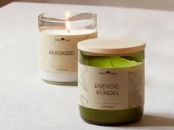 Grüne Erde Natürliche Rapswachskerze ALPENLUFT im rezyklierten Glas, Baumwolldocht, 325 ml, H 9,5 cm, ø 8,5 cm