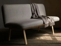 Grüne Erde Polsterbank Ketil, Sitzbreite 160cm, mit Bezug Wollstoff Stavang Haselnuss (65), Eiche