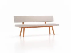 Grüne Erde Polsterbank Mirato mit Rückenlehne, L 200 x T 56,5 x H 86 cm, Banklaenge 200 cm, Wollstoff Tano Natur (79), Buche