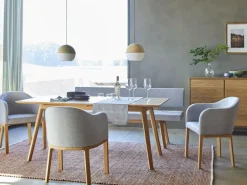 Grüne Erde Polsterbank Mirato mit Rückenlehne, L 200 x T 56,5 x H 86 cm, Banklaenge 200 cm, Wollstoff Tano Natur (79), Buche