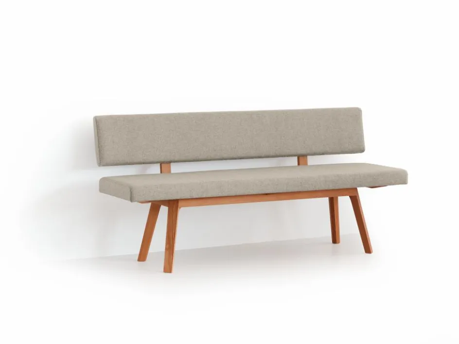 Grüne Erde Polsterbank Mirato mit Rückenlehne, L 180 x T 56,5 x H 86 cm, Banklaenge 180 cm, Wollstoff Tano Natur (79),