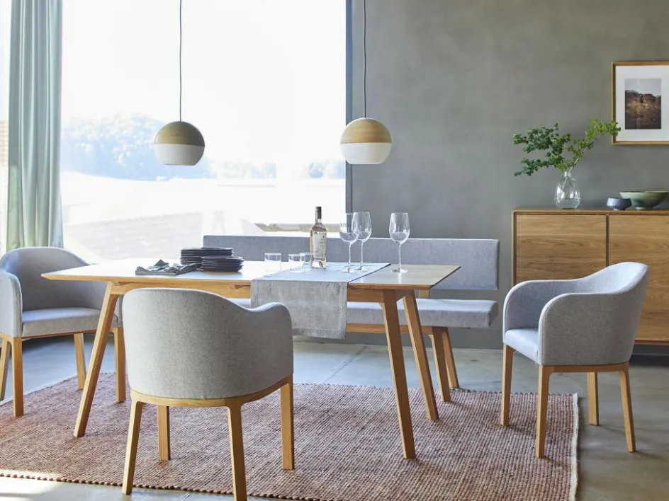 Grüne Erde Polsterbank Mirato mit Rückenlehne, L 180 x T 56,5 x H 86 cm, Banklaenge 180 cm, Wollstoff Tano Natur (79),