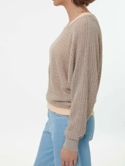 Grüne Erde Pullover aus Alpakawolle, 73 camelie, S