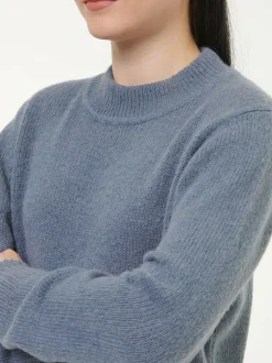 Grüne Erde Pullover aus Alpakawolle, 37 stahlblau, M