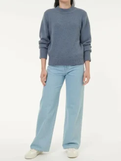 Grüne Erde Pullover aus Alpakawolle, 37 stahlblau, M