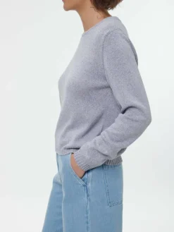 Grüne Erde Pullover aus Bio-Baumwolle und Leinen, 84 blau/natur melange, S, GOTS