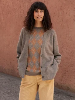 Grüne Erde Pullover aus Yak, Kamelhaar und Schurwolle, 79 yak intarsia hasel/kamel, S