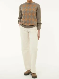 Grüne Erde Pullover aus Yak, Kamelhaar und Schurwolle, 79 yak intarsia hasel/kamel, S