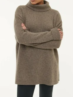 Grüne Erde Pullover aus Yakwolle, 63 yak ribstrick/mittelbraun, L