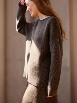 Grüne Erde Pullover aus Yakwolle, 80 yak fischgrat, S