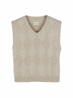 Grüne Erde Pullunder aus Bio-Baumwolle und Wolle, 44 sand melange, S, GOTS