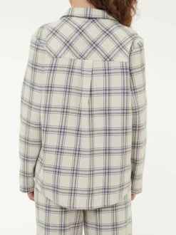 Grüne Erde Pyjamahemd aus Bio-Baumwolle, 88 karo perlmutt/blau, S, GOTS