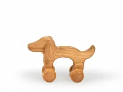 Kinder Grüne Erde Rolltier Hund aus Eschenholz, 18 x 6 x 12 cm