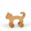 Kinder Grüne Erde Rolltier Katze aus Eschenholz, 14 x 6 x 11 cm