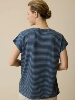 Grüne Erde Schlafshirt aus Bio-Baumwolle, 84 blau/natur melange ringel, XS, GOTS