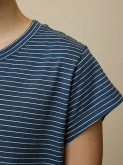 Grüne Erde Schlafshirt aus Bio-Baumwolle, 84 blau/natur melange ringel, XS, GOTS