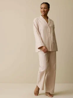 Grüne Erde Schlafshirt aus Bio-Baumwolle, 88 cranberry gestreift, L, GOTS