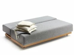 Grüne Erde Schlafsofa Nebo B200 x T108 x H72, Sitzhöhe 42cm/Sitztiefe 85cm, inkl. 2 Kissen (80 x 55cm), Wollstoff Tano Natur (79),